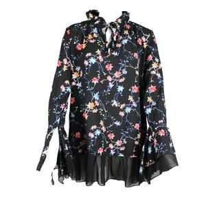😊 Umgee Floral Bell Split Sleeve Ruffle Tunic Top Shirt